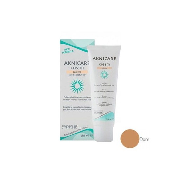 Synchroline Aknicare Cream Teintee Dore 50ml Moisturizing Teintee Cream for Acne Reduction