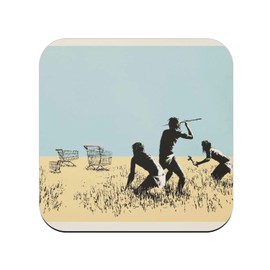 Cork Coaster - Banksy Trolleys Hunter Trolley Tribu Hunting Street Art - 1 Piece (95x95mm)