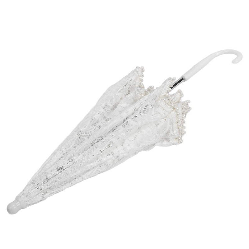 Lace Wedding Umbrella Romantic Embroidery Flower Bridal Umbrella Ergonomic Handle