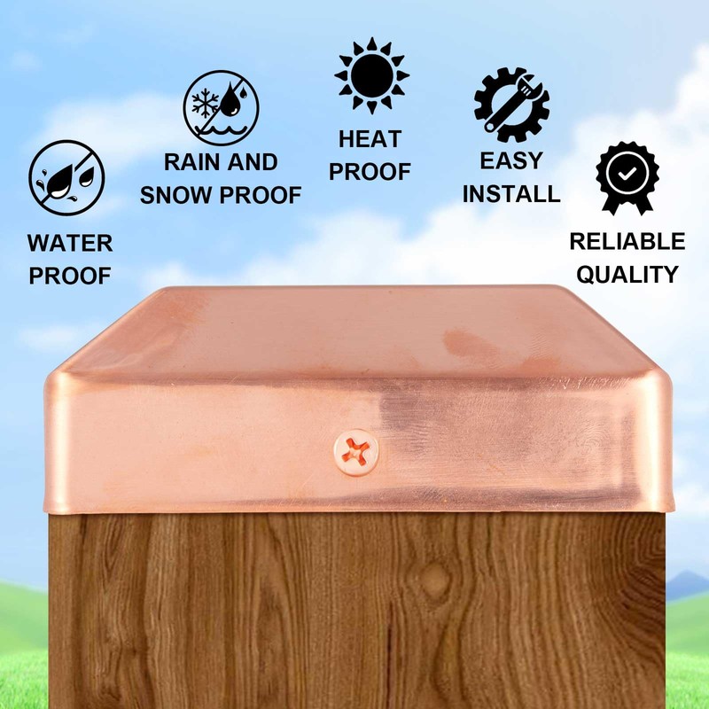 Tandefio 2 Pcs Solid Copper Post Caps Fence Pyramid Decking