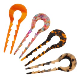 BIUDECO Headdress u Shaped Acetate Hair Stick Women's Hair Accessories for Bun