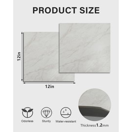 ACCOR HOME 12" x 12" Peel and Stick Floor Tile, Self Adhesive Vinyl Flooring, 20 Tiles Grayish White Marble Pattern Peel and Stick Tile for Kitchen, Bedroom, Cover 20 Sq. Ft DIY Floor Tiles