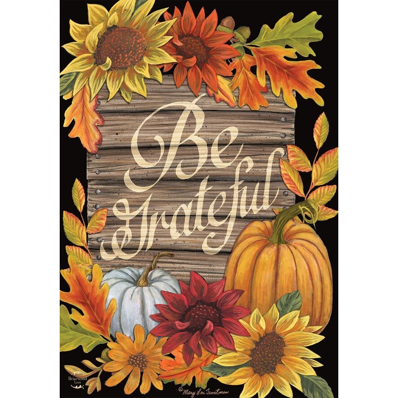 Be Grateful Fall Garden Flag Thanksgiving Floral Autumn 12.5" x