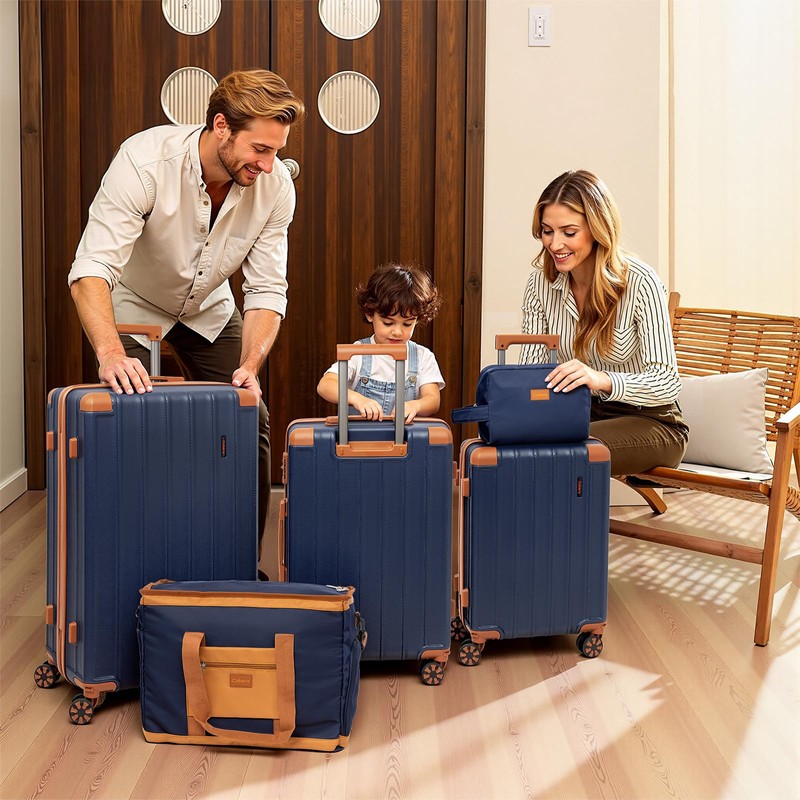 Cobens Luggage Sets 5 Piece Suitcase with Wheels，ABS Hard Case