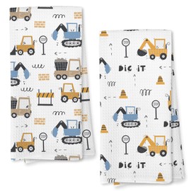 Giosve Construction Trucks Kids Hand Towels, Construction Decor Hand Towels for Bathroom, Truck Gifts, Kids Boys Toddler Bathroom Decor, 16x24 Inch Set of 2 YH430-MJ02