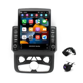 9.7" Android 13 Double Din Car Stereo w/Carplay Android Auto for Dodge Ram 1500 2500 3500 2013-2018 (AUTO AC) w/WiFi GPS Bluetooth AHD Backup Camera Mic,SWC/AV in/FM/AM IPS Car Audio Receiver
