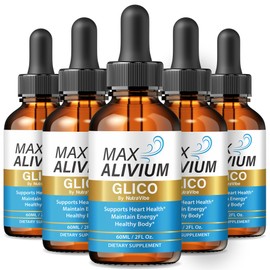 (5 Pack) Max AliviumGlico Drops – Premium Liquid Dropper Formula to Support Natural Flow, Balanced Levels & Circulation | Clean and Natural Gotas, Easy and Convenient for Daily Use (150 Servings)