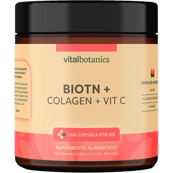 VitalBotanics Biotina & Colágeno Hidrolizado (60 Cápsulas) - Suplemento Multivitamínico