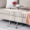 Yoluckea Mobile Sofa Side Table Acrylic End Table C Shaped