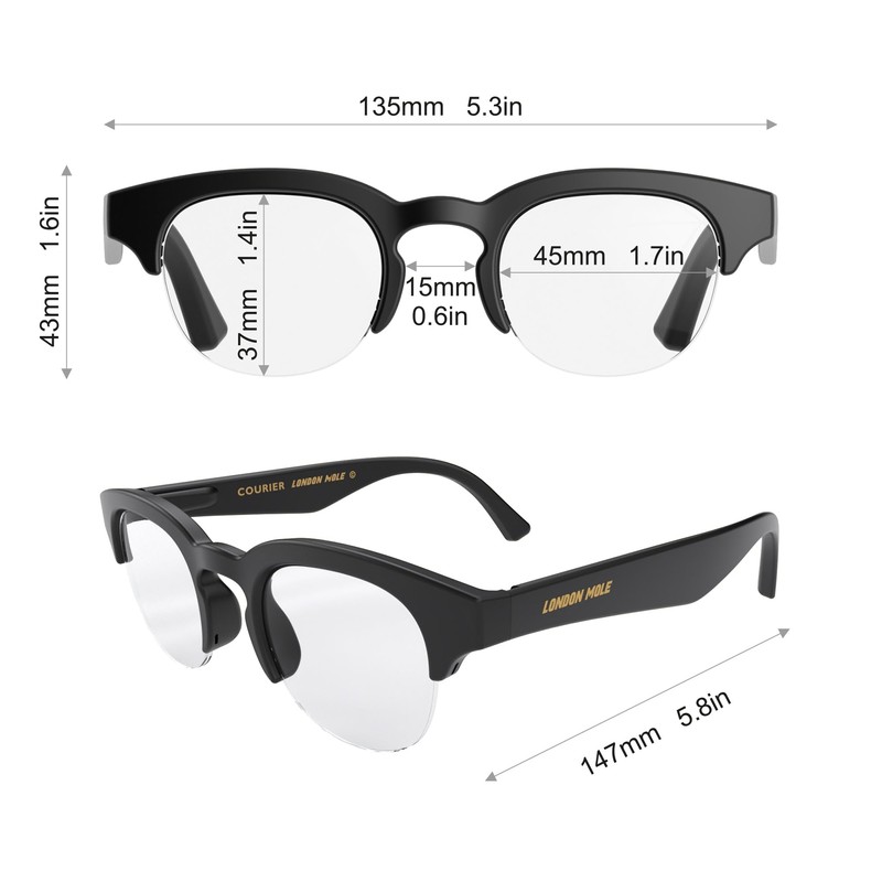 LONDON MOLE® Courier Fashion Glasses | Zero's with Clear Lenses