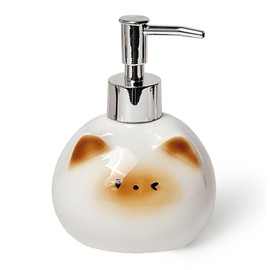 Ceramic Cute Cat Soap Dispenser with Pump, Perfect for Dish Soap, Liquid Soap, Hand Soap Dispenser for Bathroom, 10 oz Refillable Lotion Bottle (White)