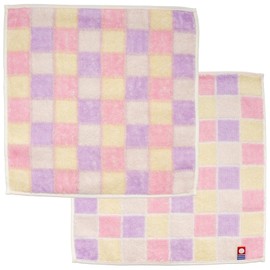 Nishio IBT-508-01-2P Imabari Towel Certified Hand Towel, Women's, Set of 2, Made in Japan, Mother's Day, Gift, Gift, 100% Cotton, 9.8 inches (25 cm), Double-Sided Pile, Water Absorbent, Checkered