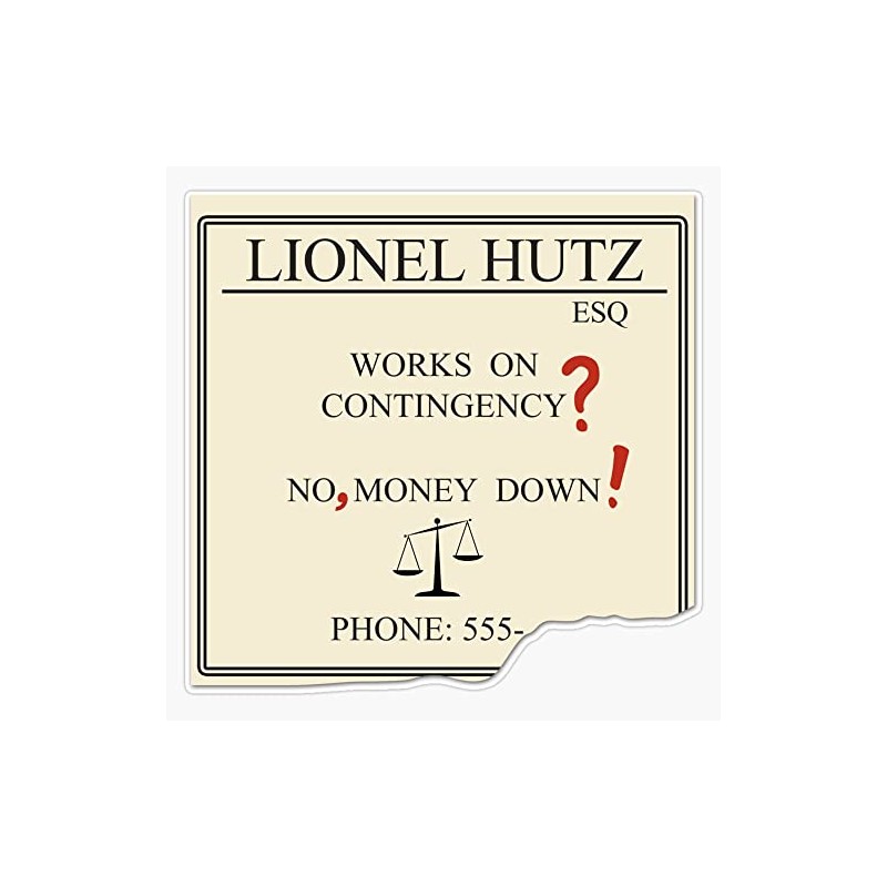 Lionel Hutz - No, money down! Bumper Sticker Vinyl Decal