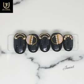 Half Moon Handmade Nail Tips - Short C Curve Coffin / 반달 수제네일팁 - 숏C커브코핀