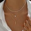 TseenYi Layered Pearl Necklace Multi layer Pearl Beaded Choker Necklace
