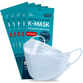 Boxgear KF94 White Adult Mask | MADE IN KOREA | Disposable KF94 Mask Adults 4-Ply Face Masks for Men and Women Adults Mask, 20-Pack