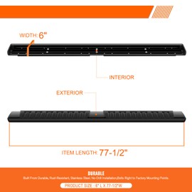 6" Black Aluminum Running Boards Side Step Nerf Bars Compatible with 09-18 Ram 1500/19-23 Classic Quad/Extended Cab