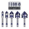 Vearter 5pcs 1/4-3/4'' HSS Countersink Drill Bit 82° 5-Flute Chamfer
