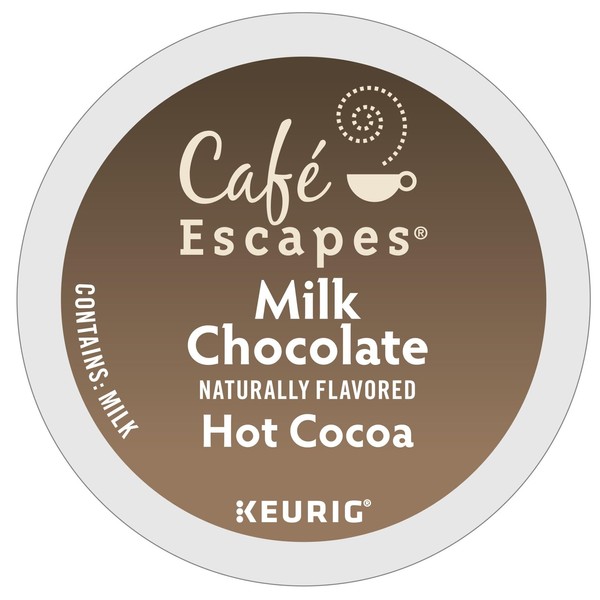 Cafe Escapes, Milk Chocolate Hot Cocoa, Single-Serve Keurig K-Cup Pods, 72 Count (3 Boxes of 24 Pods)