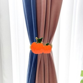 PartyKindom Pumpkin Curtain Buckle - Thanksgiving Theme Metal Holdback Tiebacks 2Pcs Simple Design for Living Room and Home Decor