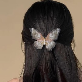 Sttiafay Lace Butterfly Barrette Hair Clip Boho Lace Butterfly Hair Pin Vintage Butterfly Pearl Barrette Headclip Huge Green Butterfly Animal Hairpin Bridal Wedding Headclip Headpin for Women