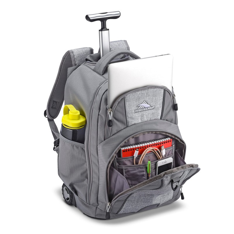High Sierra Freewheel Wheeled Laptop Backpack, Silver Heather, One Size