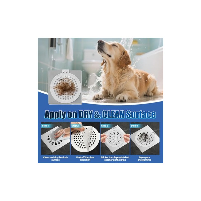 Disposable Shower Drain Hair Catcher 38 Pack, Peel and Stick