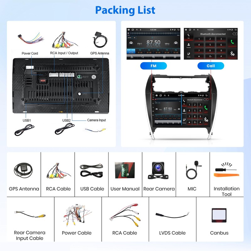 2G+64G Android 15 Car Stereo for Toyota Camry 2012 2013