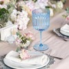24 PCS Plastic Ribbed Wine Glasses 11oz Blue Detachable Wine