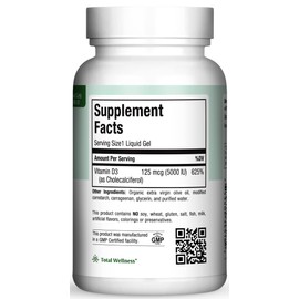 Maxi Health D3 5000 Liquid Gels - Natural Vitamin D3 - Nutrition Supplement - 180 Capsules - Kosher