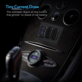 MICTUNING MIC-DV-077 LED Digital Panel Double Voltmeter, Rocker Switch Style Voltage Monitor Blue for Car Pickup RV Truck Dual Battery Pack