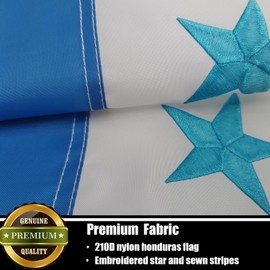 Nuibers Honduras Honduran Flag 3x5 FT for Outside, Heavy Duty 210D Nylon Honduran National Flags Outdoor, Embroidered Star Sewn Stripes Long Lasting Honduras Flag Brass Grommets