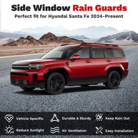 Canvcle Window Visors Rain Guards for 2024 2025 Hyundai Santa Fe Accessories, Outside-Mount Side Window Wind Deflectors Vent Visors Shades Rainproof 4PCS