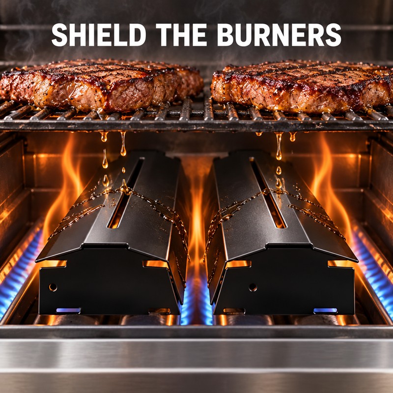 Adjustable Enamel Grill Heat Plate Shields, Universal BBQ Gas Grill