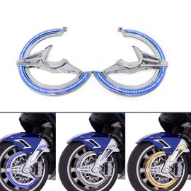 Worldmotop Chrome Accessories Motorcycle Brake Disc Rotors Covers With Light Compatible with Honda Goldwing 1800 GL1800 2018 2019 2020 2021(blue light)