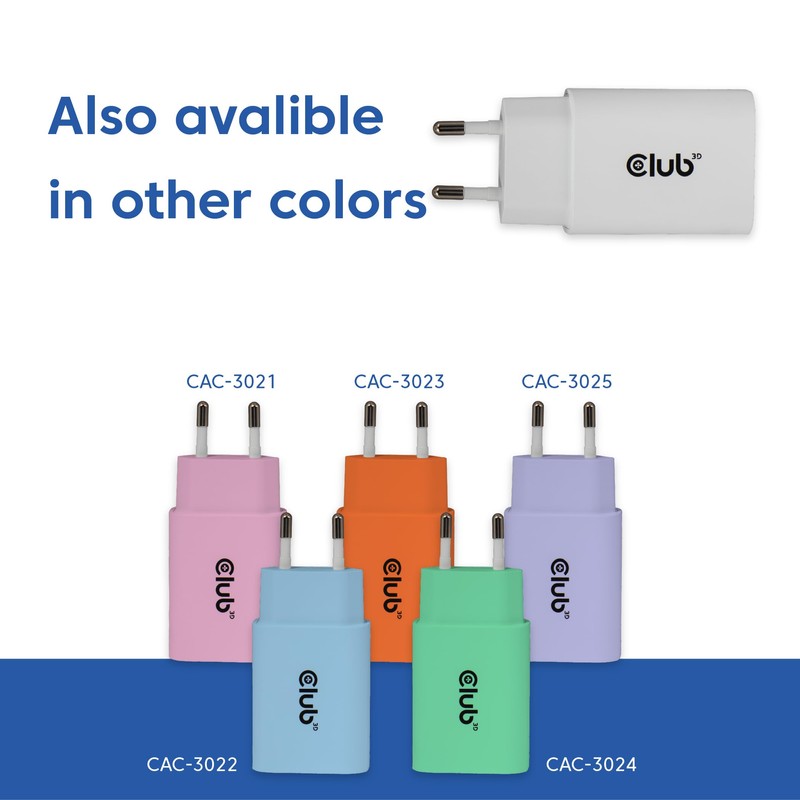 Club3D CAC-3020 USB-C® Charger 30 Watt Pack of 2 White