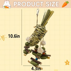 Acsist Rabbit Chew Toy, Bunny Cage Hanging Chew Toy & Treats,Natural Material Handwoven Chinchilla Treats Toys for Guinea Pigs Hamsters Rats and Other Small Pets Teeth Grinding