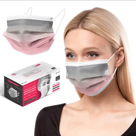 HARD medical face masks, type IIR surgical mask, made in Germany, CE certified EN14683, BFE 99.78% 3-ply protective FFP, disposable adult face masks, Oeko-Tex certified, pack of 50, burgundy