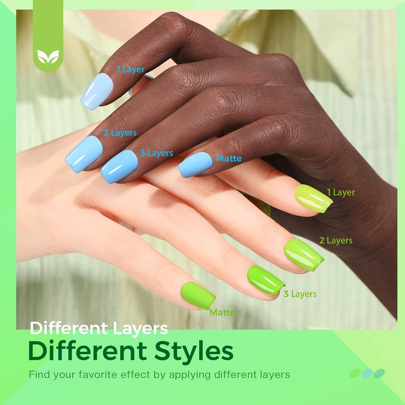 Morovan Green Nail Polish Set: Turquoise White Blue Spring Summer