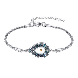 URONE Mustard Seed Bracelet Sterling Silver Mustard Seed Faith Flower Pendant Bracelet Christian Jewelry Gifts for Women