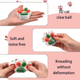 Toys for Girls Boys Cat Paw Squishy Toy 3" Big Stress Balls for Adults Teens Cute Cat Lover Birthday Gift Ideas No Fur Sticky Fidget Sensory Toys Soft Kawaii Cat Party Supplies