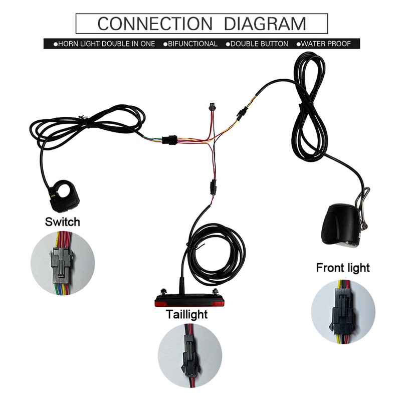 Electric Bike Headlight Tail Light Sets Double Switch ABS 4