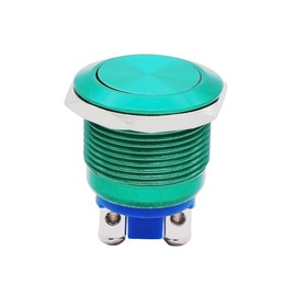 19mm 3/4" Momentary Push Button Switch, 250V AC 5A 1NO SPST High Round Screw Terminal, Waterproof Metal Shell Self-Resetting/Momentary Switch (Green)