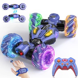 Gesture Sensing RC Stunt Cars - Toys for Boys Girls 6-12 | Best Gifts for Kids 6+ Years Old | 4WD 360° Rotating Remote Control Transform Car | All-Terrain Off Road Vehicle with Lights Music Purple