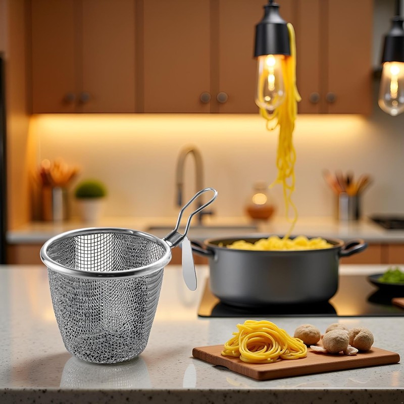 1pc Stainless Steel Pasta Basket, Mesh Spider Food Dumpling Noodle