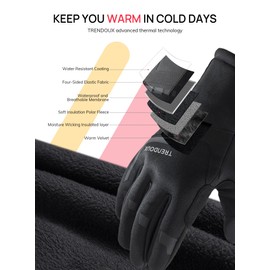 TRENDOUX Winter Gloves for Women Cold Weather Men Womens Gloves Adults Glove for Small Hand Teen Youth Ladies Woman Dress Smart Cell Phone Texting Outdoor Sports Hiking Walking (Black S)