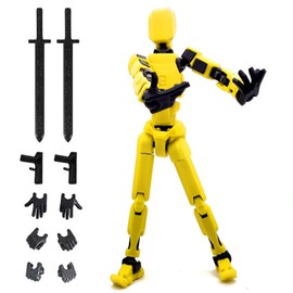 ARIEL-GXR Lucky 13 Action Figures, Multi-Jointed Movable Robot,T13 Action Figure Toys,3D Printed Mannequin Toys for Desktop Decorations & Game Gifts (Yellow)