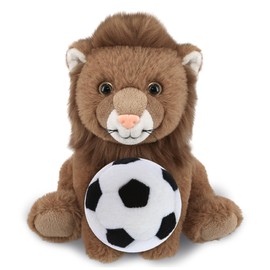 DolliBu Squat Lion Stuffed Animal with Soccer Ball Plush - Soft Huggable Lion, Adorable Playtime Plush Toy, Cute Wildlife Gift, Super Soft Plush Doll Animal Toy for Kids and Adults - 8 Inches