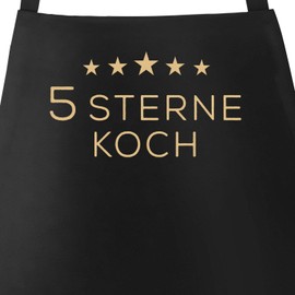 MoonWorks® Cooking Apron BBQ Apron for Men Saying Print 5 Stars Chefs Cotton Apron Kitchen Apron, 5 Star Chef Black