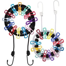 2 Pcs Portable Clothesline,Retractable Clothesline for Travel,Clothing line with 12 Clothes Clips,for Indoor Laundry Drying line,Outdoor Camping Accessories (colorful/white/black)